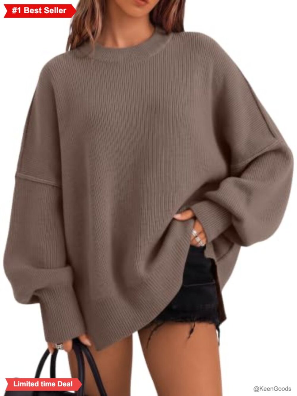 Oversized Crewneck Tunic Sweater Long Sleeve Pullover
